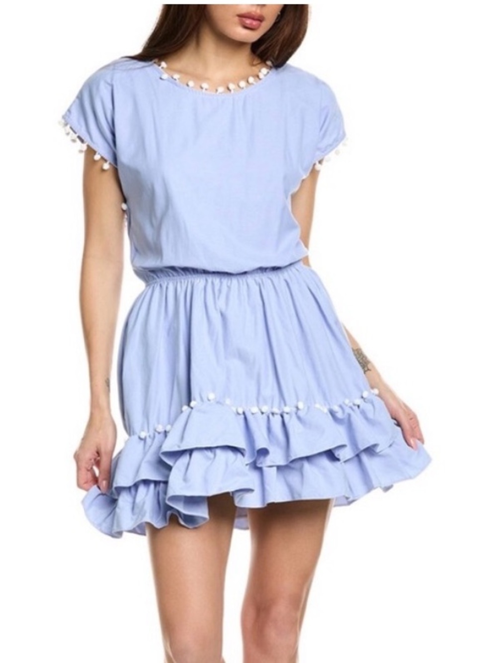 Peixoto Nissi PomPom Sky Blue Dress New Size Small